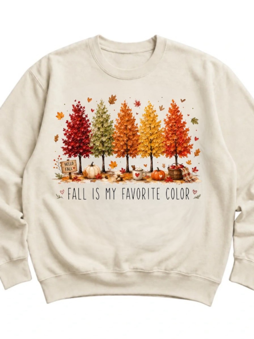 Cream Sweatshirt with Autumn Tree Graphic